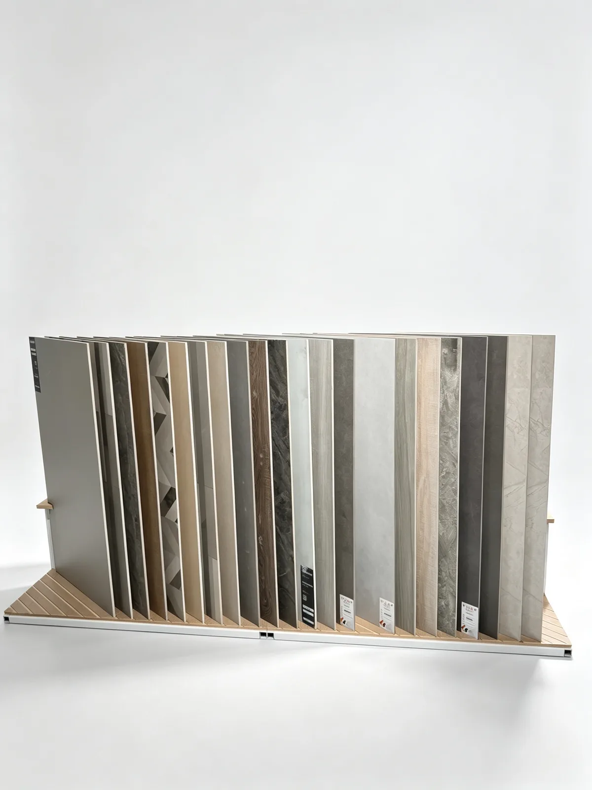 Steel-Wood Slanted Tile Display Rack
