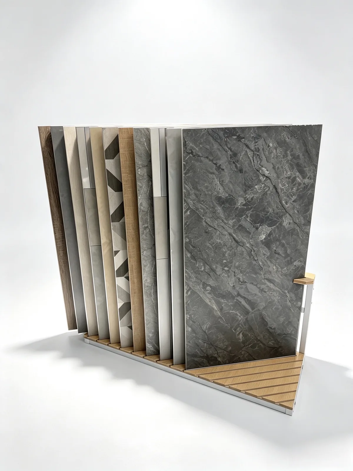 Steel-Wood Slanted Tile Display Rack 2