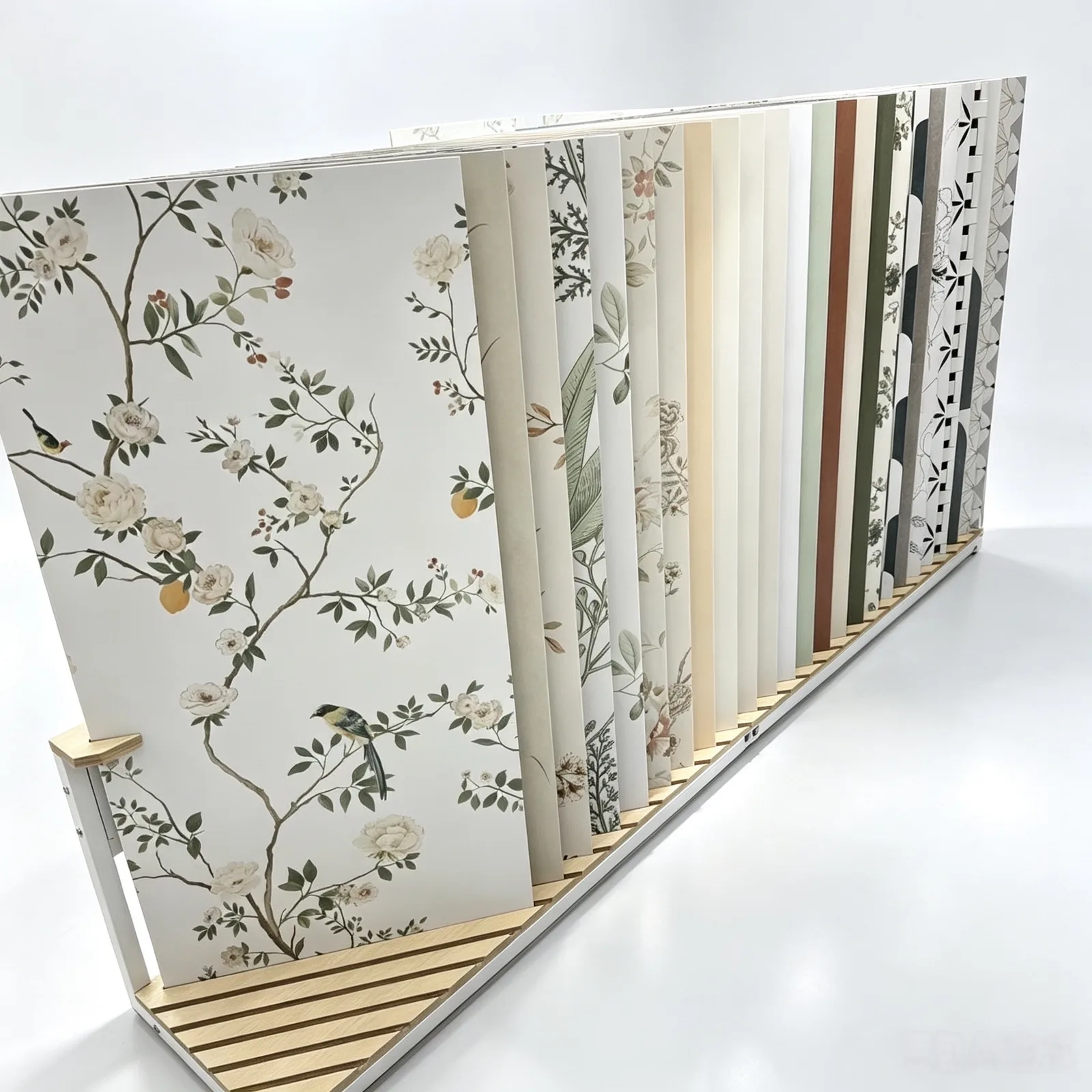 Steel-Wood Slanted Tile Display Rack 3