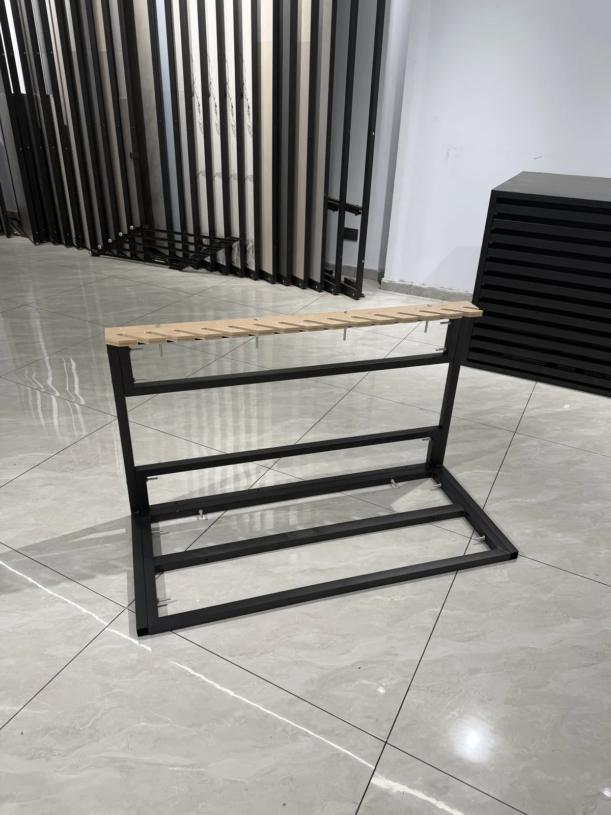 Steel-Wood Slanted Tile Display Rack 8